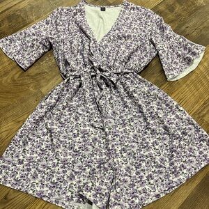 SHEIN Women’s Lavender Floral V-Neck Romper
